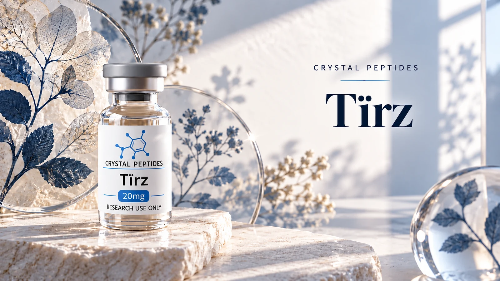 Illustrazione editoriale del prodotto: Tïrz — Crystal Peptides.